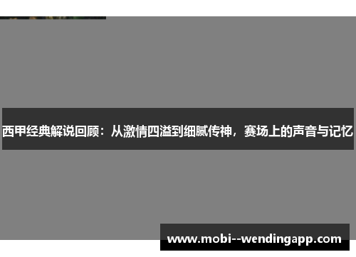 西甲经典解说回顾:从激情四溢到细腻传神,赛场上的声音与记忆 西甲经典解说回顾:从激情四溢到细腻传神,赛场上的声音与记忆