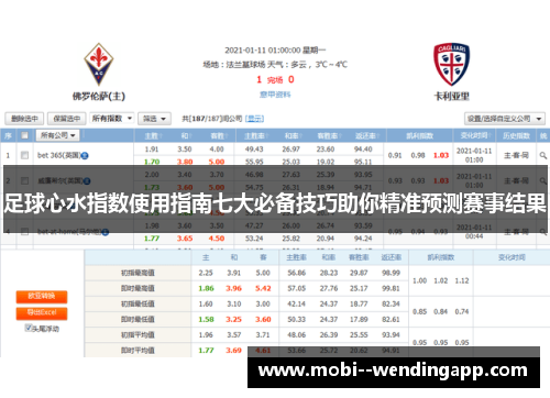足球心水指数使用指南七大必备技巧助你精准预测赛事结果